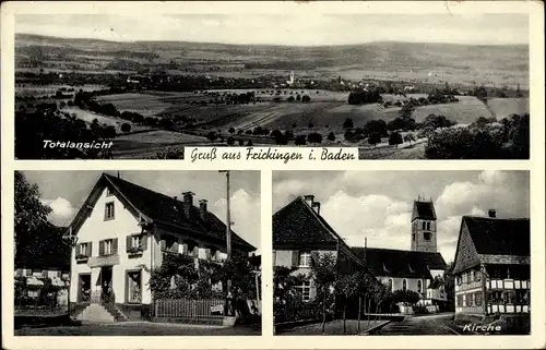 Ak Frickingen im Bodenseekreis Baden, Totalansicht, Kirche, Handlung