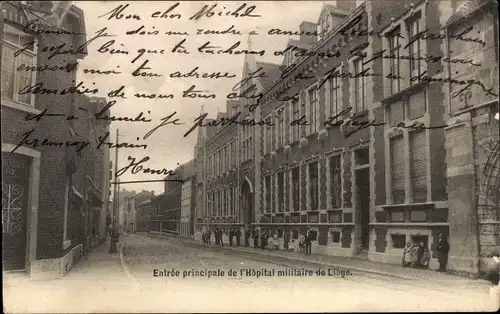 Ak Liège Lüttich Wallonien, Entree principale de l'Hopital militaire