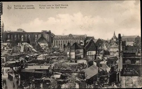 Ak Louvain Leuven Flämisch Brabant, Ruines de Ville, Vieux Marche