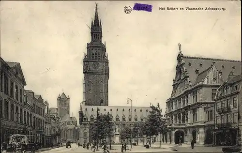 Ak Gand Gent Ostflandern, Het Belfort en Vlaamsche Schouwburg