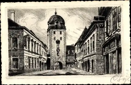 Künstler Ak Leoben Steiermark, Stadtturm
