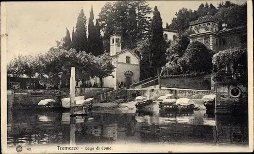 Ak Tremezzo Lago di Como Lombardia, Teilansicht mit Kirche