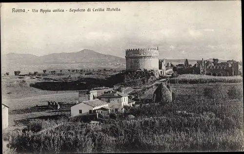 Ak Roma Rom Lazio, Via Appia antica, Sepolcro di Cecilia Metella