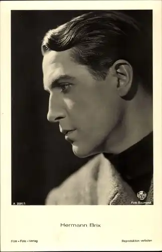 Ak Schauspieler Hermann Brix, Portrait im Profil