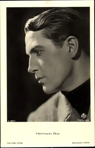 Ak Schauspieler Hermann Brix, Portrait im Profil