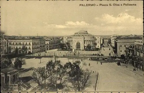 Ak Palermo Sizilien Sicilia Italien, Piazza S. Oliva e Politeama