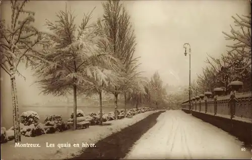 Ak Montreux Kanton Waadt Schweiz, Les quais en hiver, Winter