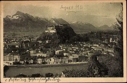 Ak Salzburg in Österreich, Blick vom Kapuzinerberg