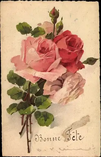 Künstler Ak Klein, Catharina, Rosen, Bonne Fete