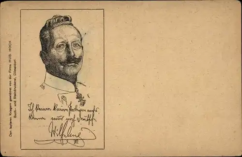 Ak Kaiser Wilhelm II., Ich kenne keine Parteien mehr, Portrait