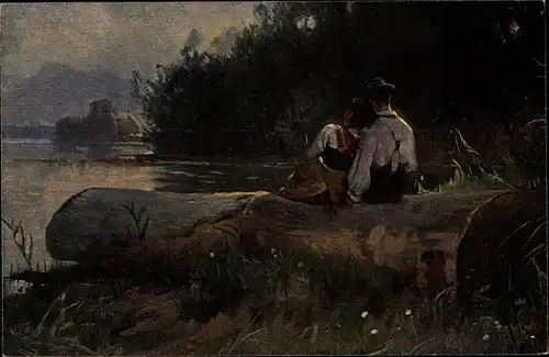 Künstler Ak Raupp, Karl, Ein stilles Plätzchen, Liebespaar am See