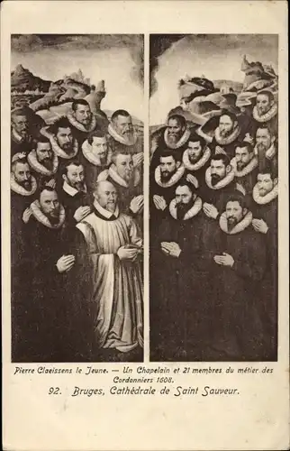 Künstler Ak Claeissens le Jeune, Pierre, Un Chapelain et 21 membres du metier des Cordonniers 1608