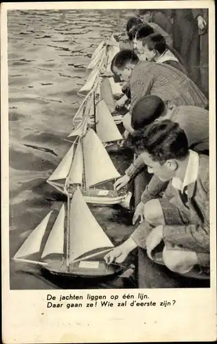 Ak De jachten liggen opp een lijn, Modellboote, Segelboote, Wettbewerb
