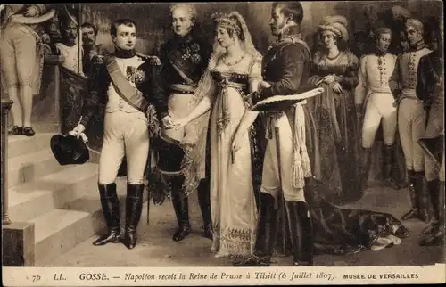 Künstler Ak Gosse, Napoleon recoit la Reine de Prusse a Tilsitt 1807