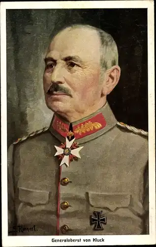 Künstler Ak Hornert, Generaloberst Alexander von Kluck, Pour le Mérite Orden, Portrait