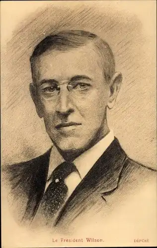 Ak Woodrow Wilson, 28. Präsident der Vereinigten Staaten, Portrait