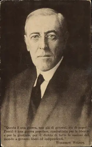 Ak Woodrow Wilson, 28. Präsident der Vereinigten Staaten, Portrait