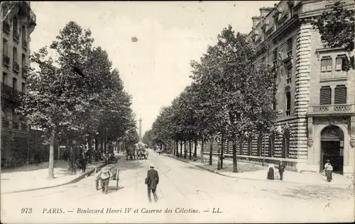 Ak Paris IV. Arrondissement Hôtel de Ville, Boulevard Henri IV et Caserne des Calestins