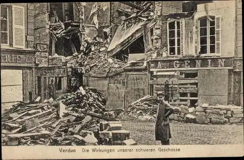 Ak Verdun Meuse, Bataille de Verdun, Schlacht 1916, Die Wirkungen schwerer Geschosse