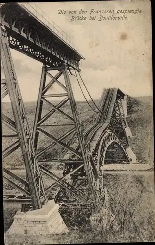 Ak Bouillonville Meurthe et Moselle, Die von den Franzosen gesprengte Brücke
