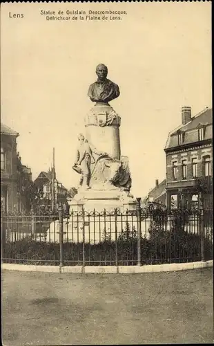 Ak Lens Pas de Calais, Statue de Guslain Descrombacque