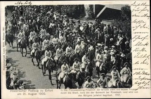 Ak Erfurt in Thüringen, Historischer Festzug 1902, Preußenkönig Friedrich der Große
