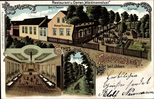 Litho Treppendorf Lübben im Spreewald, Restaurant Weidmannslust, Innenansicht