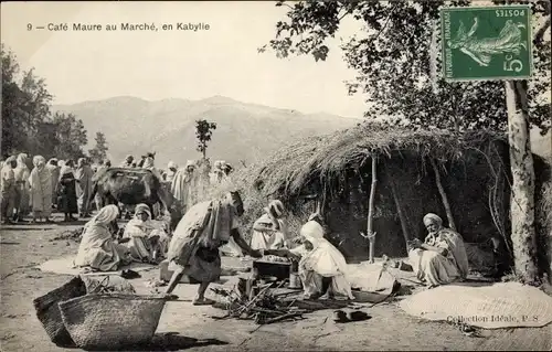 Ak Kabylie Algerien, Cafe Maure au Marche, Maghreb, Marktplatz