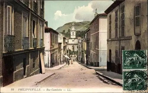 Ak Philippeville Skikda Algerien, Rue Gambetta