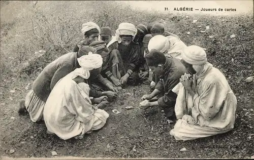 Ak Scenes et Types, Joueurs de Cartes Indigènes, Araber, Kartenspiel