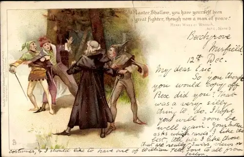 Litho Theaterszene, Geistlicher, Master Schallow, you have yourself been great fighter...