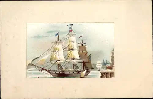 Ak Segelschiff im Hafen
