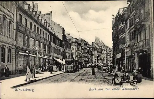 Ak Strasbourg Straßburg Elsass Bas Rhin, Alter Weinmarkt