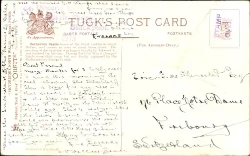 Künstler Ak Wimbush, Carnarvon Wales, Castle, Ruderboot