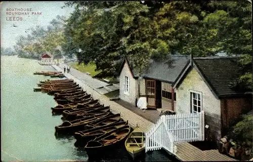 Ak Leeds Yorkshire England, Boathouse, Roundhay Park