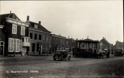 Ak Sint Maartensdijk Zeeland Niederlande, Markt, Pavillon