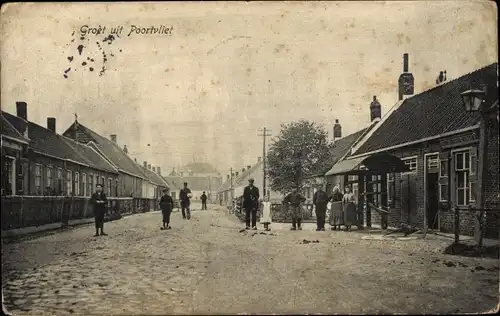 Ak Poortvliet Zeeland, Straßenpartie