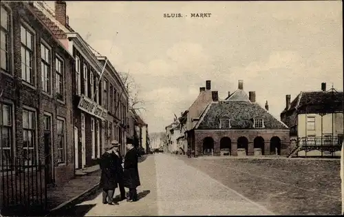 Ak Sluis Zeeland Niederlande, Markt, Geschäft