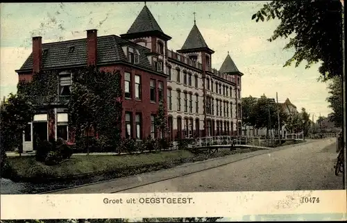 Ak Oegstgeest Südholland Niederlande, Straßenpartie, Schule