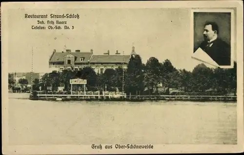 Ak Berlin Köpenick Oberschöneweide, Restaurant Strandschloss, Inh. Fritz Baarz
