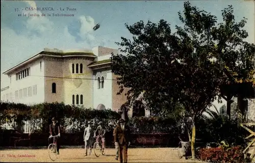 Ak Casablanca Marokko, La Poste et le Jardin de la Subdivision