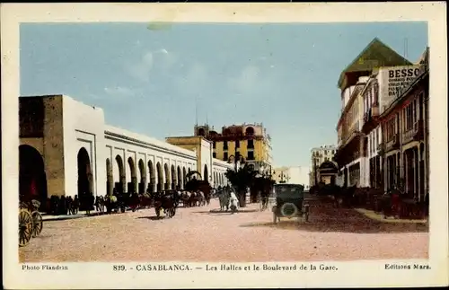Ak Casablanca Marokko, Les Halles et le Boulevard de la Gare