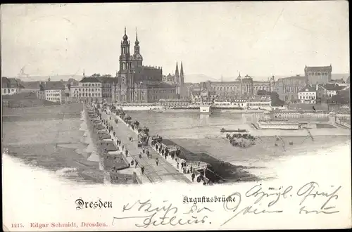 Ak Dresden, Augustusbrücke, Hofkirche