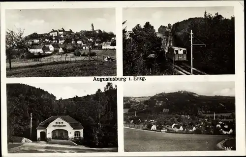 Ak Augustusburg Erzgebirge, Drahtseilbahn, Stadtansicht