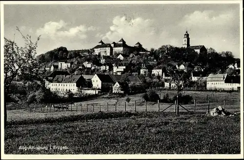 Ak Augustusburg im Erzgebirge, Panorama mit Schloss und Kirche