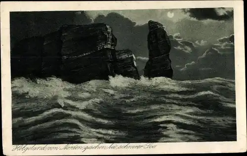 Ak Nordseeinsel Helgoland, von Norden aus gesehen bei schwerer See