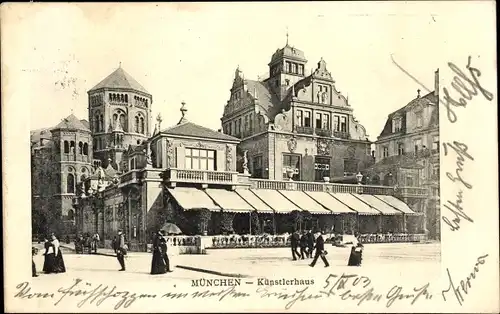 Ak München, Künstlerhaus, Synagoge, Passanten