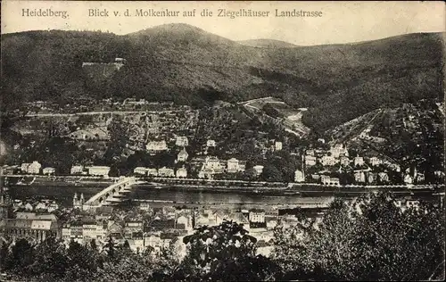 Ak Heidelberg am Neckar, Blick v.d. Molkenkur auf die Ziegelhäuser Landstraße
