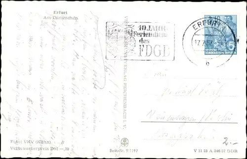 Ak Erfurt in Thüringen, Am Dämmchen