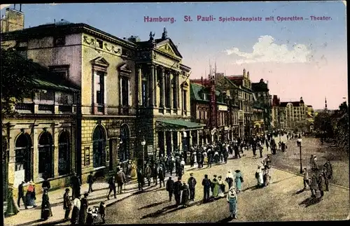 Ak Hamburg Mitte St. Pauli, Spielbudenplatz mit Operetten-Theater